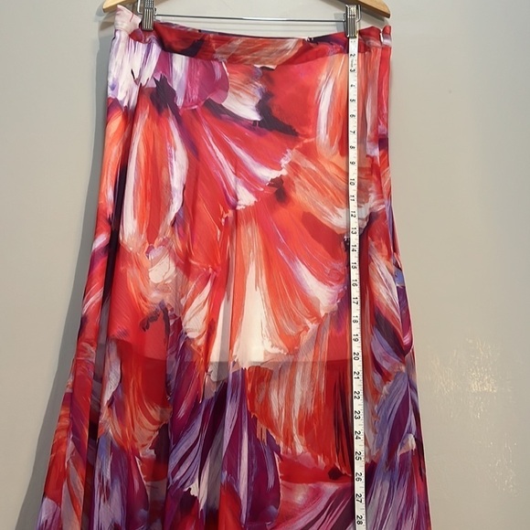 Boho Flirty Floral Maxi Skirt fever Bright multicolored Semi-sheer Women’s L - Picture 7 of 10